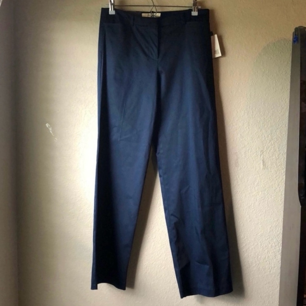 New Liz Claiborne Pants Women’s Jackie Dark Blue Straight Leg Flat Front Sz 8